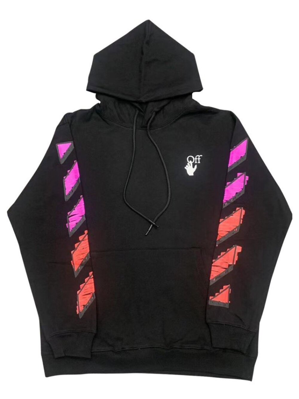 OffWhite Marker‑Style Purple‑Orange Graffiti Arrow Unisex Cotton Loose Pullover